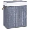 Image de vidaXL Panier à linge avec une seule section bambou gris 83 L 320756