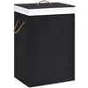 Image de vidaXL Panier à linge avec une seule section bambou noir 320757