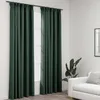 Image de vidaXL Rideaux occultants aspect lin avec crochets 2pcs Vert 140x225cm