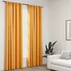 Image de vidaXL Rideaux occultants aspect lin et crochets 2 pcs Jaune 140x245cm