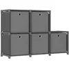 Image de vidaXL Étagère daffichage 5 cubes et boîtes Gris 103x30x725 cm Tissu