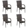 Image de vidaXL Chaises empilables dextérieur lot de 4 Résine tressée Marron 310083