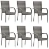 Image de vidaXL Chaises empilables dextérieur 6 pcs Gris Résine tressée