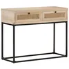 Image de Table console - VIDAXL - 100x35x76 cm - Bois de manguier - Finition blanchie - Canne naturelle
