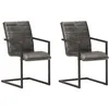 Image de vidaXL Chaises de salle à manger cantilever 2 pcs Gris Cuir véritable