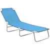 Image de vidaXL Chaise Longue Pliable Transat de Patio Bain de Soleil dExtérieur Chaise Longue de Terrasse Jardin Acier et Tissu 310329