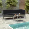 Image de vidaXL Salon de jardin 3 pcs avec coussins Résine tressée Gris