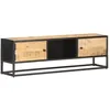 Image de vidaXL Meuble TV avec porte sculptée 130x30x40cm Bois de manguier brut