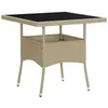 Image de Table dextérieur - Beige - 80 x 80 cm - Résine tressée - Verre trempé - 4 personnes