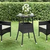 Image de vidaXL Table de jardin Ø60x75 cm Verre trempé-résine tressée Noir 310598