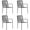 Image de vidaXL Chaises de jardin 4 pcs Corde en coton et acier Noir