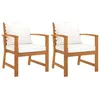 Image de vidaXL 2x Bois dAcacia Massif Chaises de Jardin avec Coussin Fauteuils de Patio Chaises de Terrasse Fauteuils de Balcon 311831