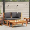 Image de vidaXL Salon de jardin 3pcs et coussin gris foncé Bois dacacia solide 311835