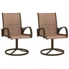 Image de vidaXL Chaises pivotantes de jardin 2 pcs Textilène et acier Marron312278