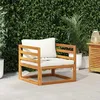 Image de vidaXL Chaise de jardin avec coussins crème Bois dacacia massif