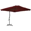 Image de vidaXL Parasol de Jardin avec Mât en Acier Pare-soleil de Patio Abri de Soleil Parasol de Terrasse Extérieur Rouge 312514