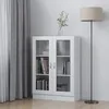 Image de Armoire à vitrine - VidaXL - 802750 - Bois dingénierie - 2 portes - Blanc 825x305x115 cm