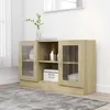 Image de vidaXL Armoire à Vitrine Buffet avec Compartiment Meuble de Rangement de Salon Salle de Séjour Chambre Intérieur Chêne 802789