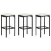 Image de vidaXL Tabourets de bar avec coussins 3 pcs Noir Résine tressée