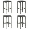 Image de Tabourets de bar en résine tressée - VIDAXL - Gris - Lot de 4 - 38 x 38 x 76 cm - Contemporain - Design