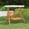 Image de vidaXL Cadre de balançoire avec toit crème Bois courbé à finition teck Brun polyester