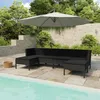 Image de vidaXL Salon de jardin 6 pcs avec coussins résine tressée noir 3056963