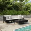 Image de vidaXL Salon de jardin 6 pcs avec coussins résine tressée noir 3056982