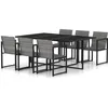 Image de vidaXL Mobilier à dîner de jardin 7pcs et coussins Résine tressée Gris