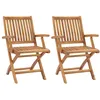 Image de Chaises de jardin pliables - VIDAXL - Bois de teck massif - Brun - Naturel - 2 personnes
