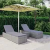 Image de vidaXL Chaises longues de jardin table à thé 3 pcs Résine tressée Gris