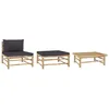 Image de Salon de jardin - vidaXL - 3 pcs - Bambou - Coussins gris foncé - Modulable et élégant