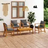 Image de vidaXL Salon de Jardin 5 pcs avec Coussin Mobilier de Patio Meubles de Terrasse Meubles dExtérieur Mobilier de Jardin Bois 3057791