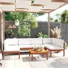 Image de vidaXL Salon de jardin 7 pièces avec coussins bois dacacia crème et corde 3057898