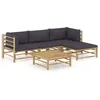 Image de vidaXL Salon de jardin 5 pcs avec coussins gris foncé bambou 3058194
