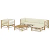 Image de vidaXL Salon de jardin 6 pcs avec coussins blanc crème bambou 3058195