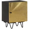 Image de Table de chevet - Manguier massif - 40x30x50cm - Porte en laiton - Style contemporain