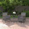 Image de vidaXL Mobilier à dîner de jardin 3 pcs Résine tressée Gris 3058465