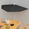 Image de vidaXL Demi-parasol de jardin avec mât 180x90 cm Noir