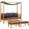 Image de vidaXL Banc de jardin avec table et repose-pieds 85 x 57 x 29 cm Brun Bois dacacia massif avec finition à lhuile