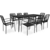 Image de Ensemble table et chaises - vidaXL - Mobilier à dîner dextérieur - 9 pièces - Noir - Corde en coton et acier