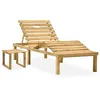 Image de Chaise longue de jardin - Bois de pin imprégné - 200x70x(315-77)cm - Table incluse - Durable et confortable