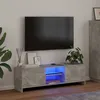 Image de vidaXL Meuble TV avec éclairage LED Gris béton 120x30x36 cm Panneaux de bois & verre trempé Support TV jusqu à 50 804287