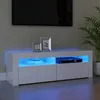 Image de vidaXL Meuble TV avec lumières LED blanc brillant 120x35x40 cm 804316