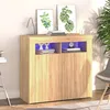 Image de vidaXL Buffet avec Lumières LED Meuble de Rangement Armoire de Rangement Organisateur de Salon Salle de Séjour Intérieur 804331