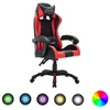 Image de vidaXL Fauteuil de Jeux Vidéo avec LED Fauteuil de Bureau Chaise de Course Chaise dOrdinateur Fauteuil Inclinable RVB Rouge 287997