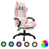 Image de vidaXL Fauteuil de Jeux Vidéo avec LED Fauteuil de Bureau Chaise de Course Fauteuil Inclinable Chaise dOrdinateur RVB Rose 288014