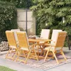 Image de vidaXL Salon de Jardin 7 pcs avec Coussins Mobilier de Salle à Manger dExtérieur Table et Chaises à Dîner Patio Bois 3059557