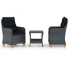 Image de Ensemble salon de jardin en résine tressée gris foncé - VidaXL - Fauteuils avec coussins bien rembourrés