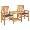 Image de Chaises de jardin vidaXL avec table à thé et coussins Acacia solide
