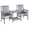 Image de vidaXL Chaises de jardin avec table à thé et coussins Acacia solide 159 x 61 x 92 cm Gris anthracite